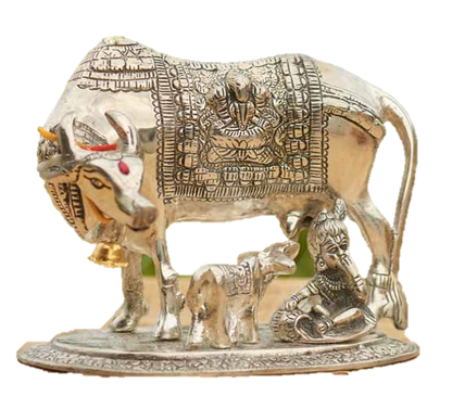 Kamadhenu Cow Statue Steel 18 cm