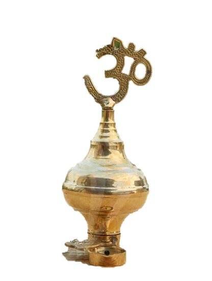 Om Symbol Standing Thoondamani Vilakku Brass  9.5 Inches