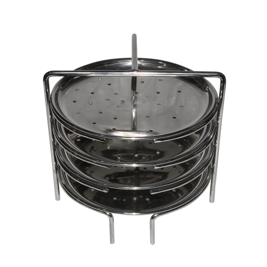 Idiyappam Plate, Stainless Steel, 4 Plates with Stand