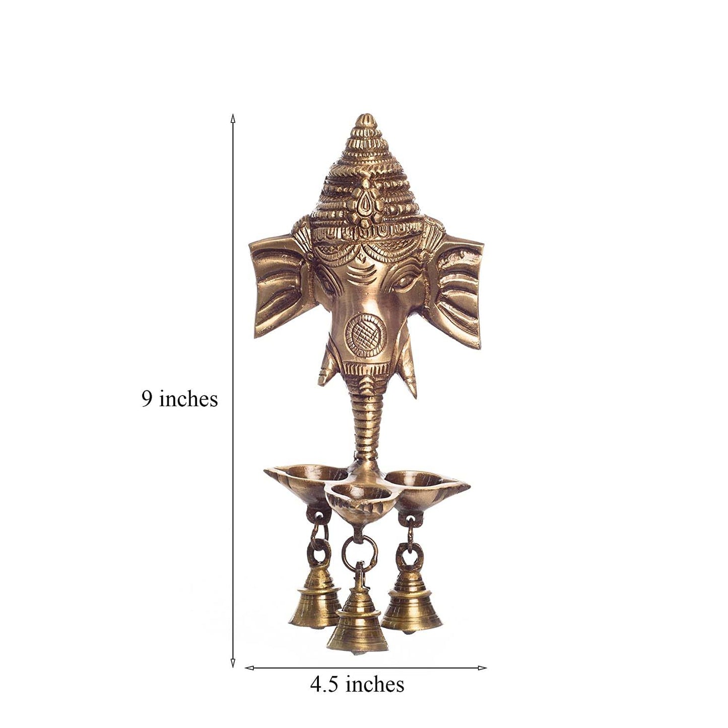 Brass Ganesha Diya With Bell 9 inches